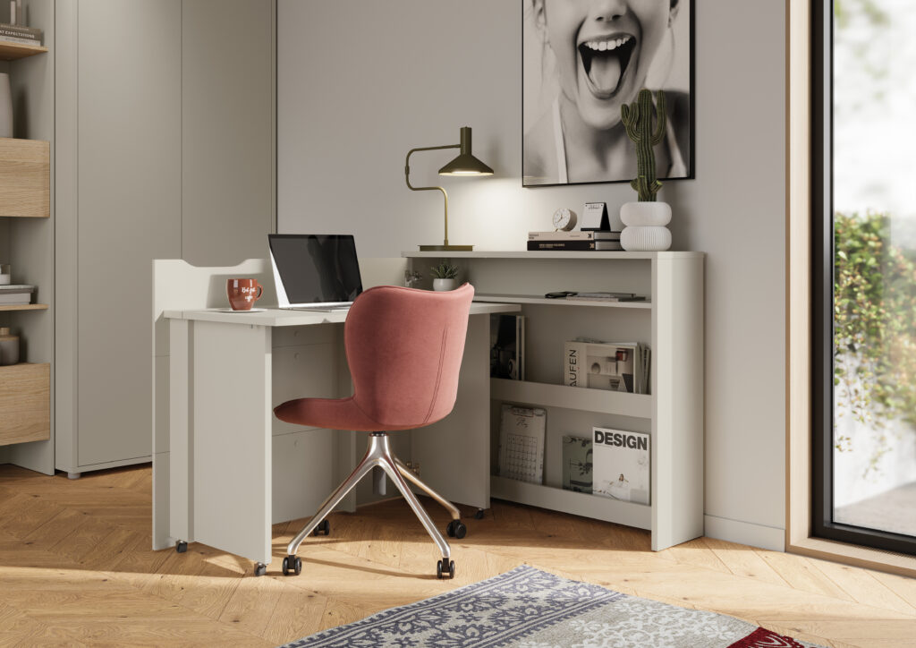 KAMAZZA Bureau escamotable EASY 90 cm ouverture à gauche - Cachemire 5