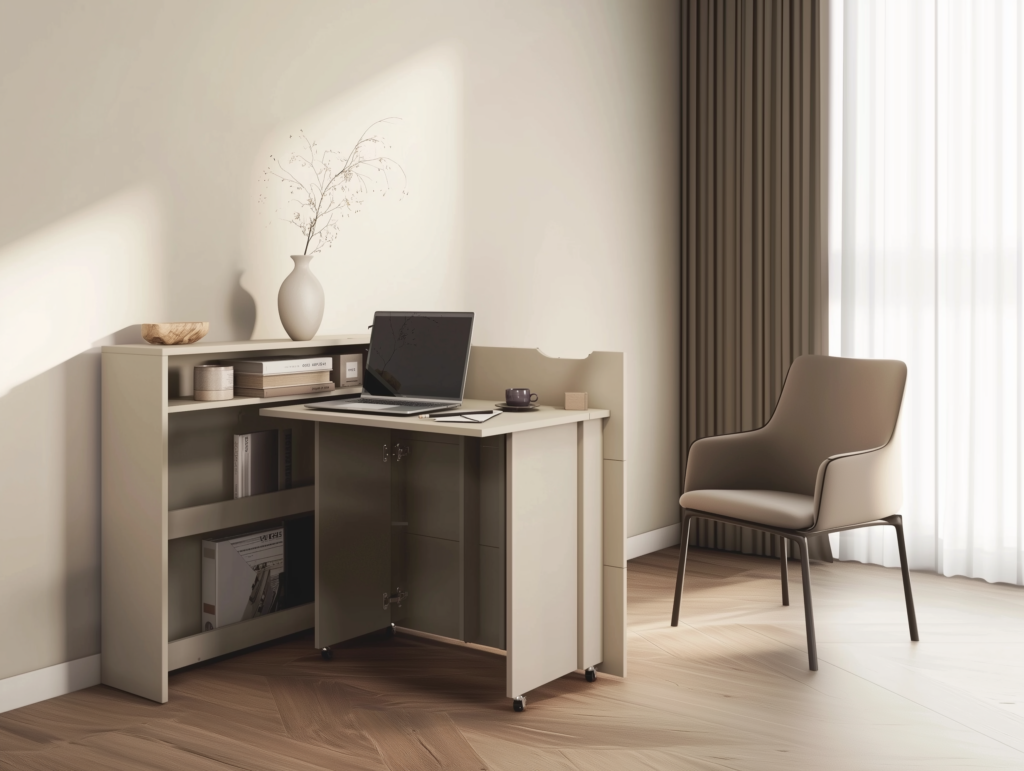 KAMAZZA Bureau escamotable EASY 90 cm ouverture à droite - Cachemire 5