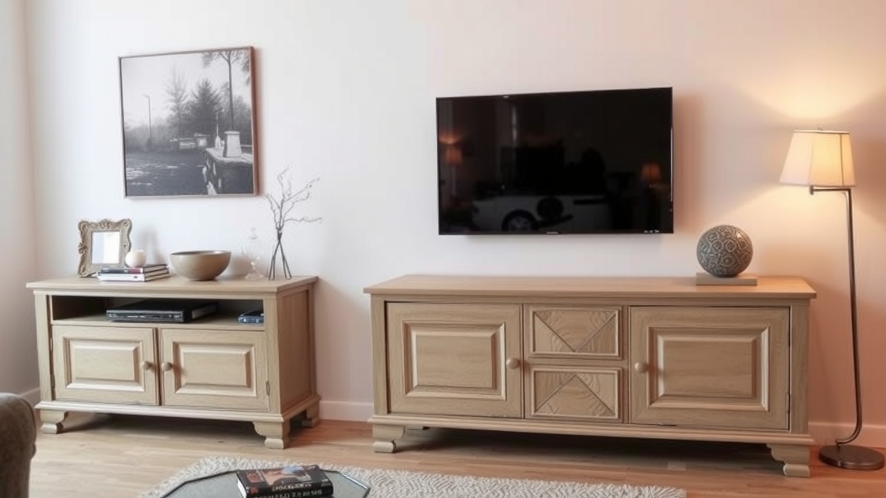 Un meuble TV et un buffet de la même couleur créant une harmonie dans la pièce