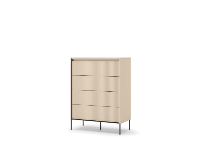 Commode beige moderne 4 tiroirs avec éclairage LED – MILA