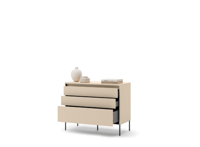 Commode 3 tiroirs beige 104 cm – STELLA