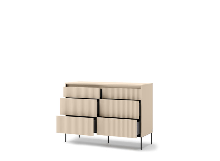 Commode 6 tiroirs 130 cm Beige – STELLA