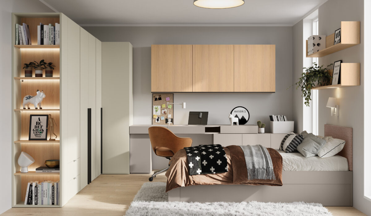 Lit ado avec bureau et rangement MANON design et gain de place