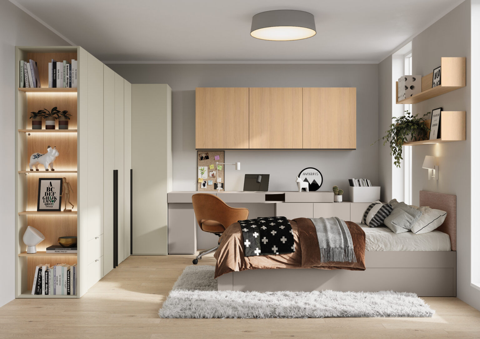 Lit ado avec bureau et rangement MANON design et gain de place