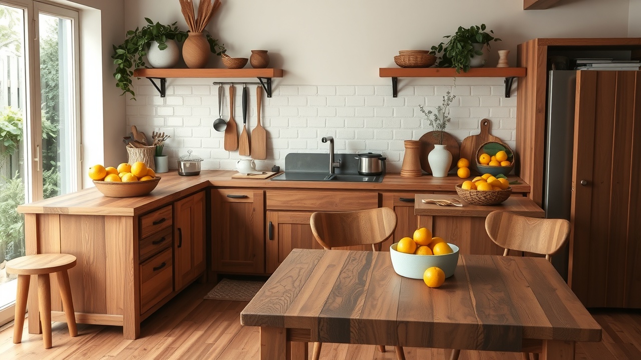un plan de travail de cuisine en bois avec un bol de citrons