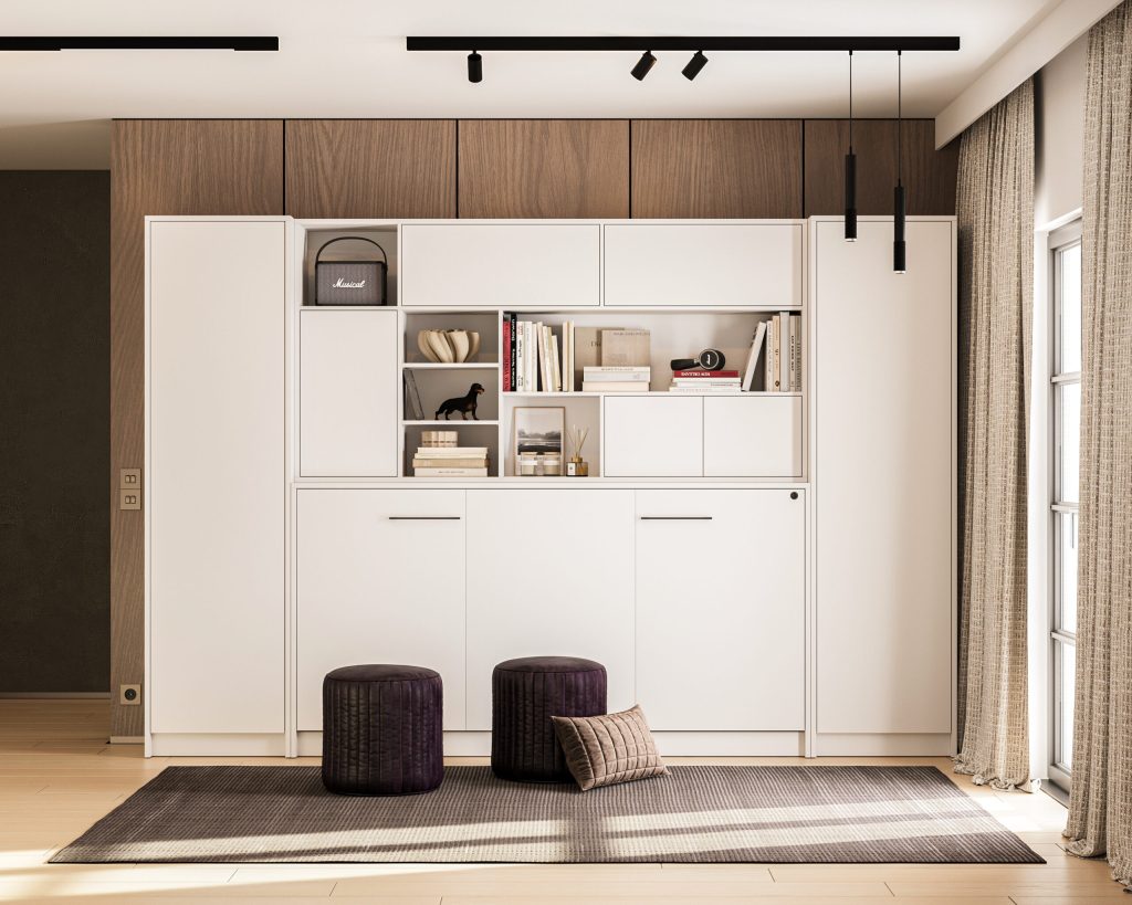 Lit armoire escamotable horizontal 90x200 cm