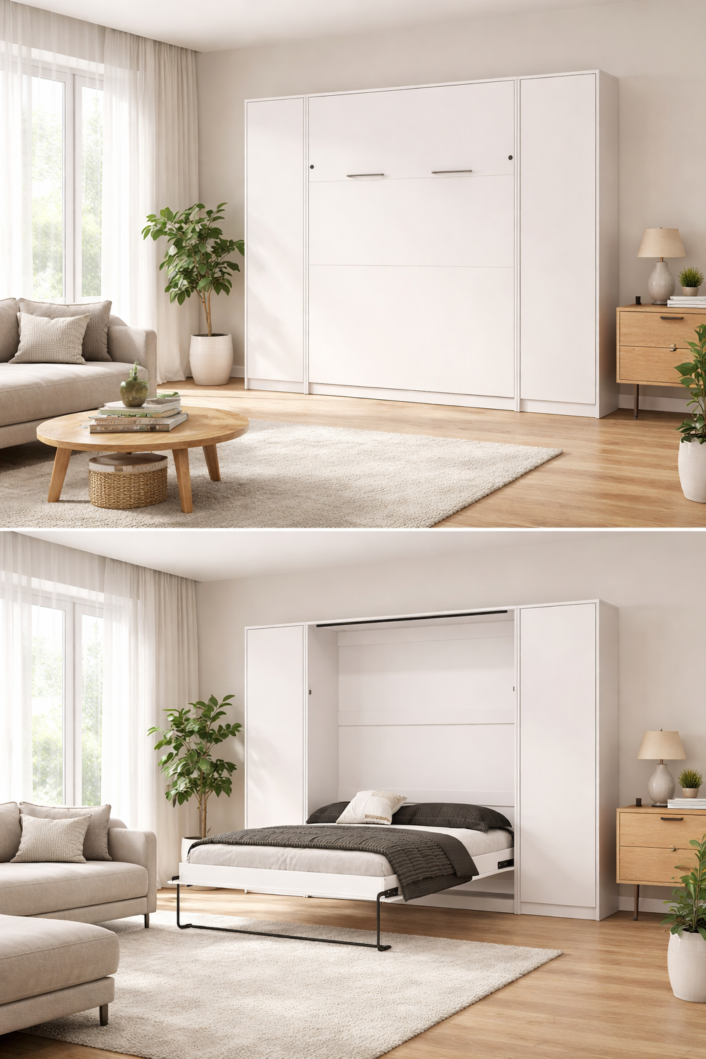 armoire lit nova avec rangement lit ouvert et fermé vertical KAMAZZA