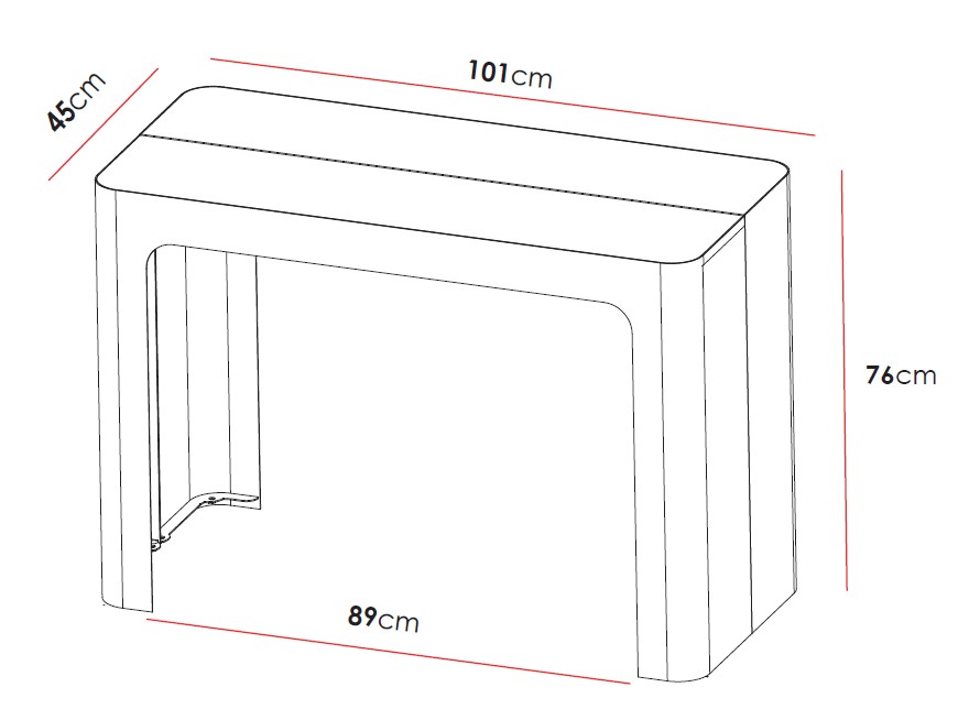 Table console extensible dimensions