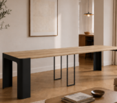 Table console extensible 10 a 12 personnes bois et noir 2