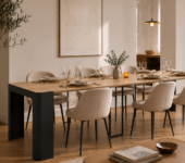 Table console extensible 300 cm bois et noir 3