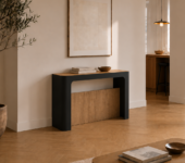 Table console extensible bois et noir fermée 2
