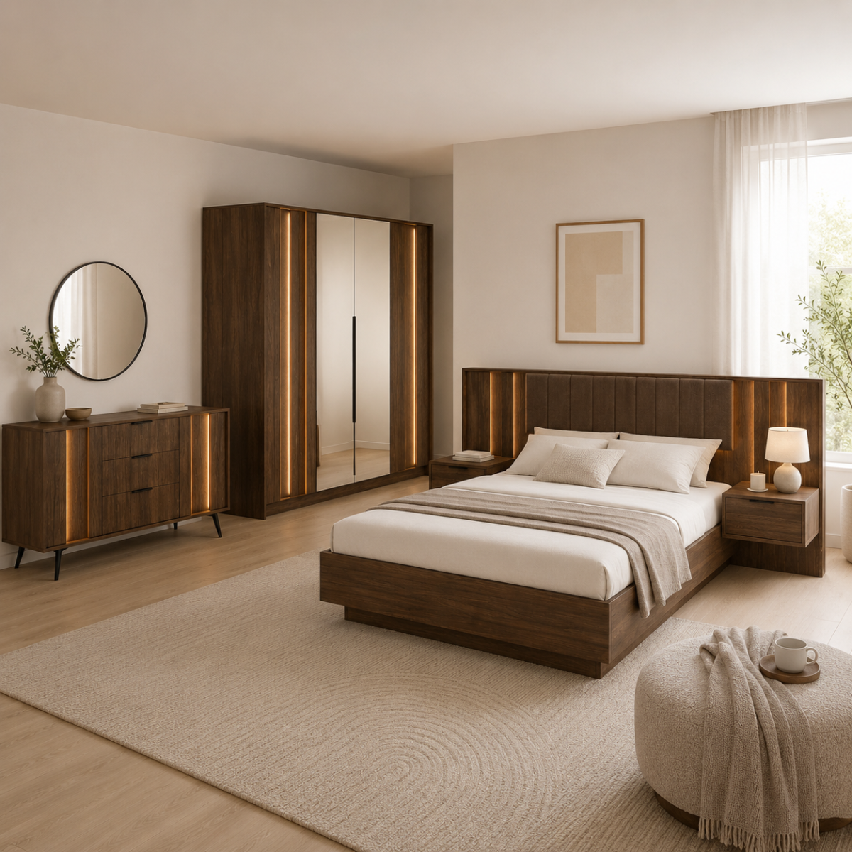 Chambre complete AVA ambiance avec lit armoire et commode KAMAZZA