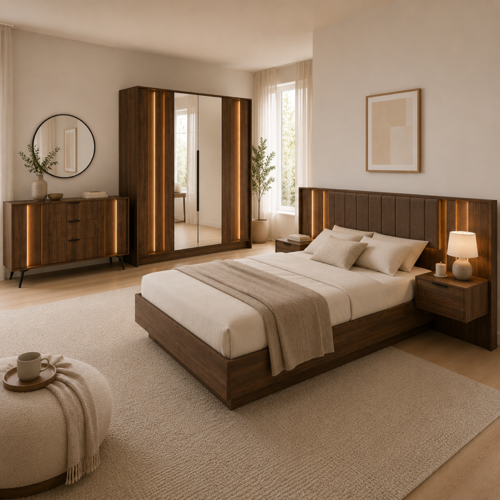 Chambre complète ava adulte avec armoire et lit coffre KAMAZZA