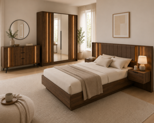 Chambre complète ava adulte avec armoire et lit coffre KAMAZZA