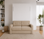 Lit escamotable avec canapé authomatique haut de gamme beige et blanc