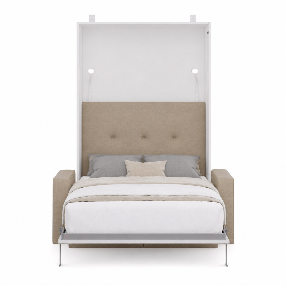 Lit escamotable avec canapé authomatique haut de gamme beige et blanc