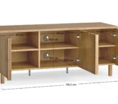 Dimensions du meuble TV 3 portes 138 cm chêne - JADE