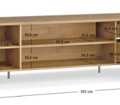 Dimensions du meuble TV 1 porte 2 tiroirs 183 cm chêne - JANE