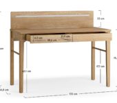 Dimensions du bureau 2 tiroirs 123 cm chêne - JADE