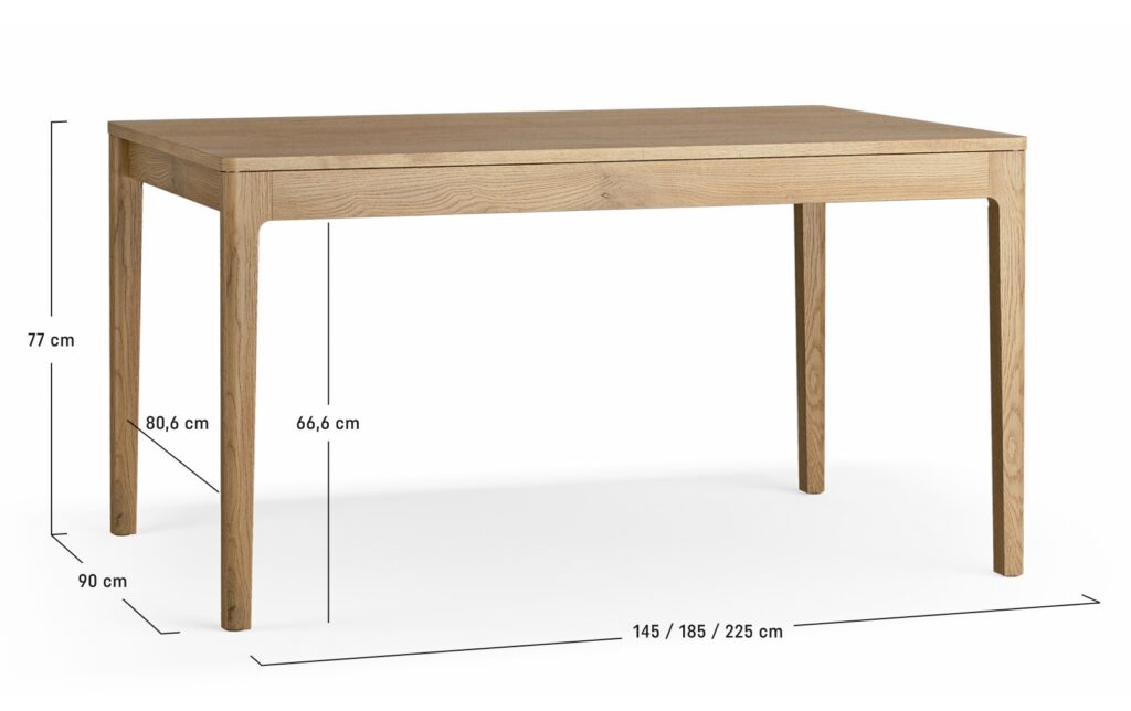 Dimensions table à manger rectangulaire extensible 145-225 cm - JADE