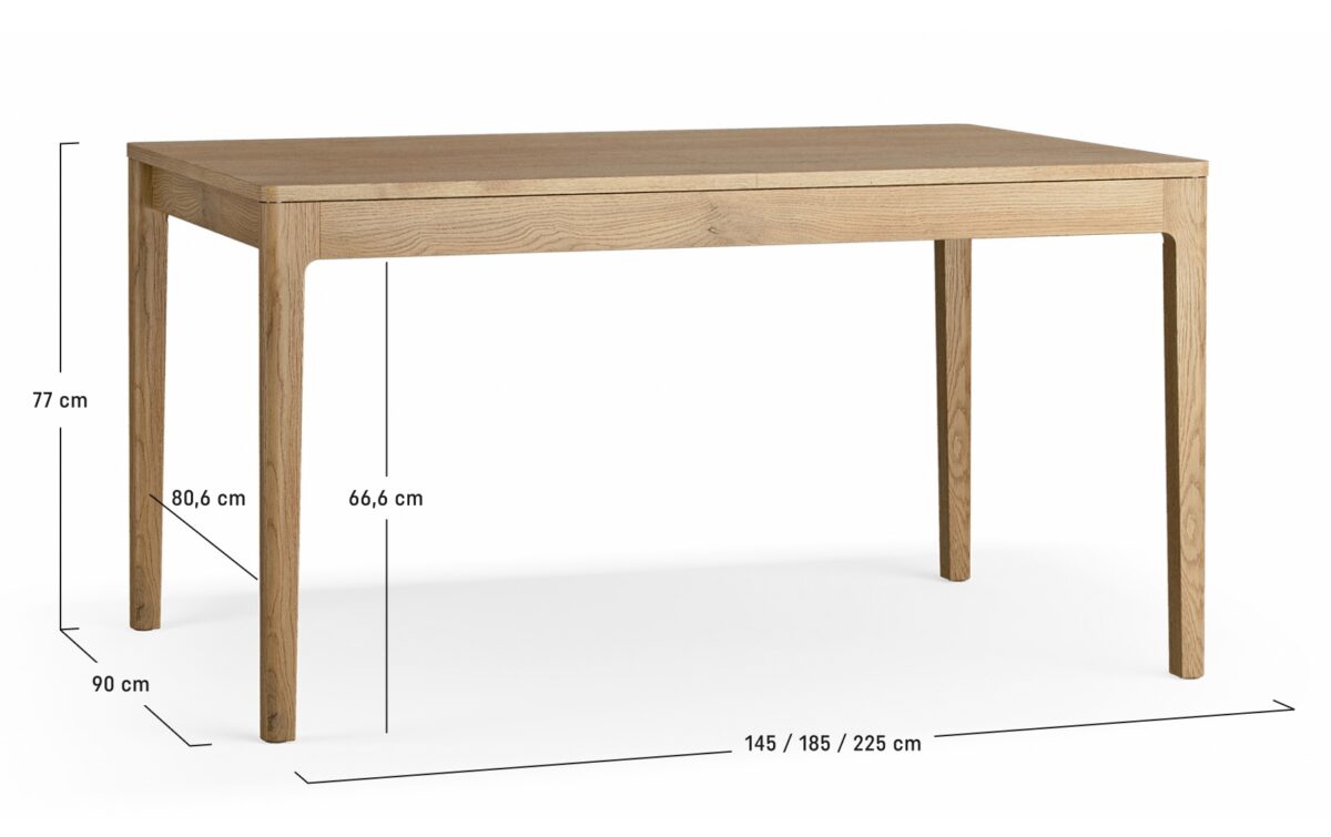 Dimensions table à manger rectangulaire extensible 145-225 cm - JADE