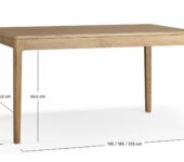 Dimensions table à manger rectangulaire extensible 145-225 cm - JADE