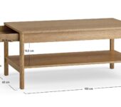 Table basse rectangulaire avec tiroir 100 cm - JADE