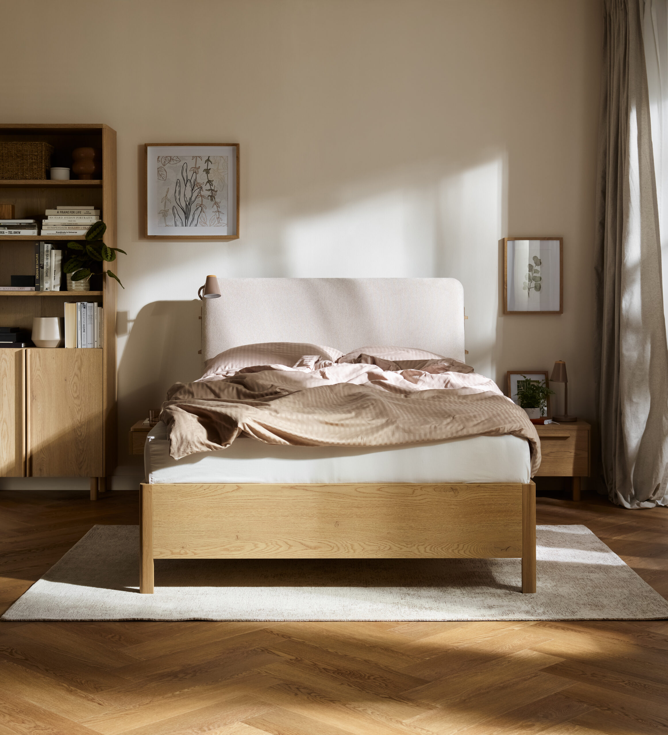 Lit coffre avec tête de lit inclinable et rangements intégrés JADE tendance
