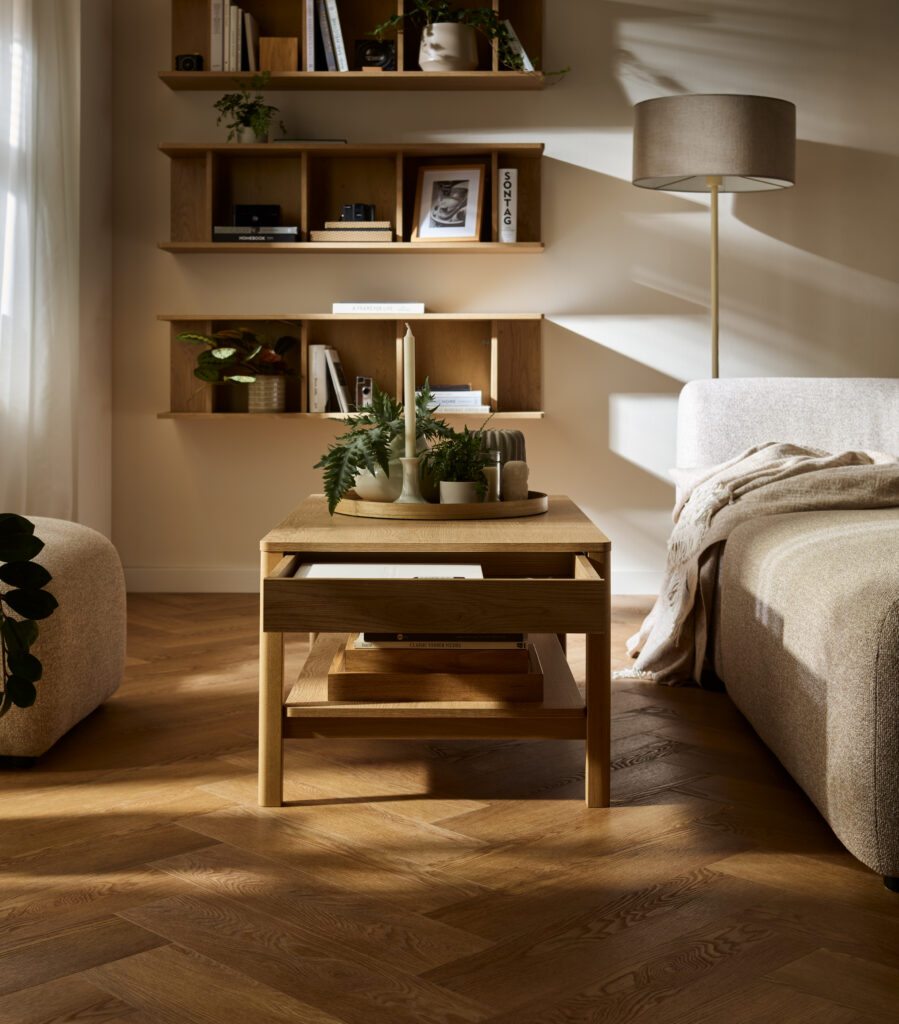Table basse rectangulaire avec tiroir 100 cm - JADE pour un espace bien organisé