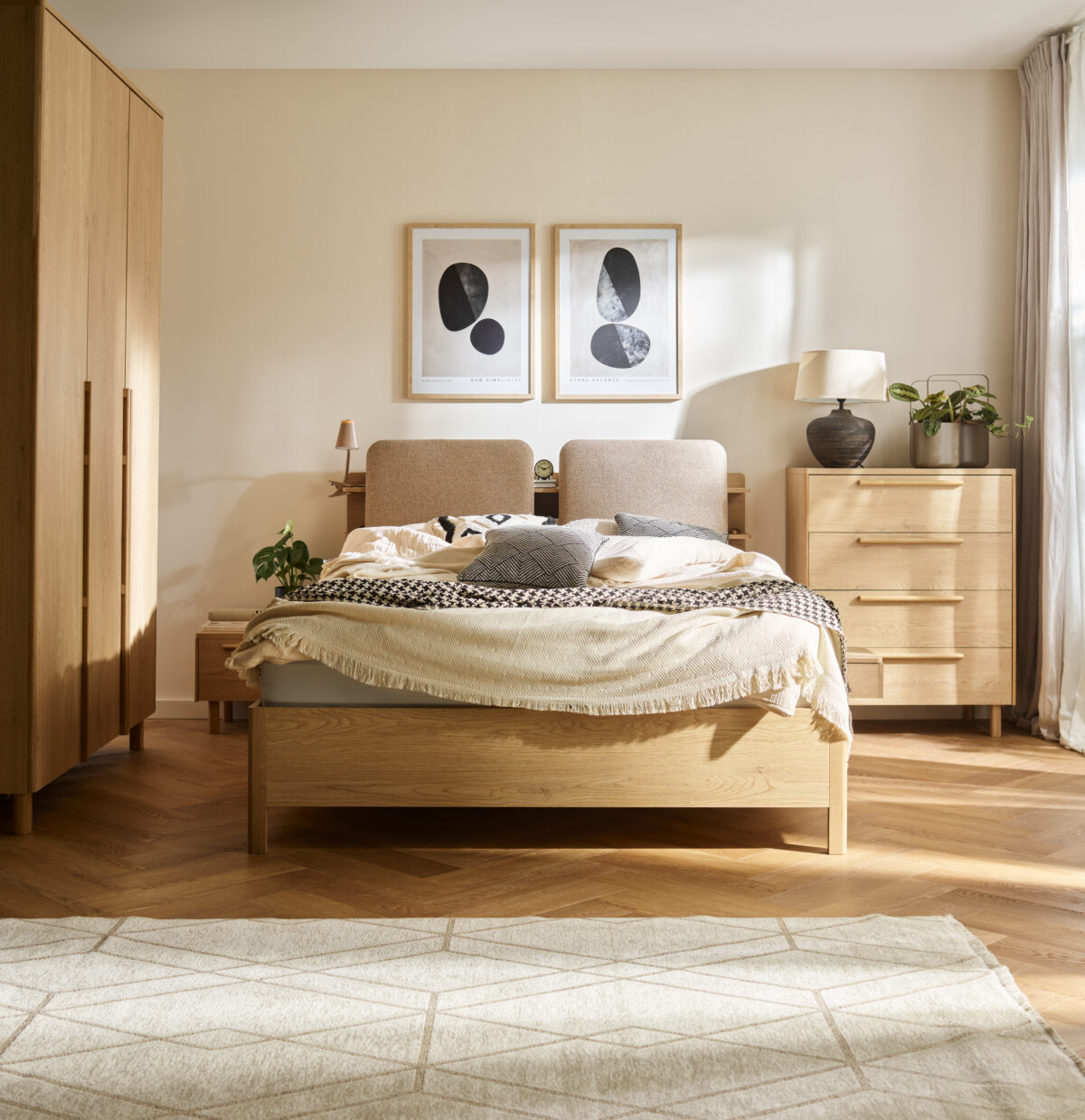 Lit coffre avec double tête de lit inclinable et rangements intégrés-JADE