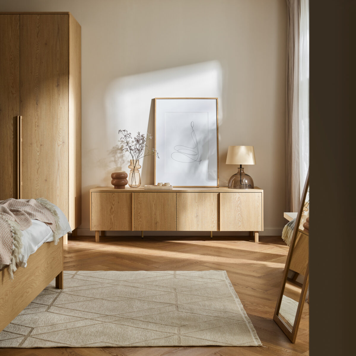 Buffet 2 portes 2 tiroirs 183 cm chêne - JADE