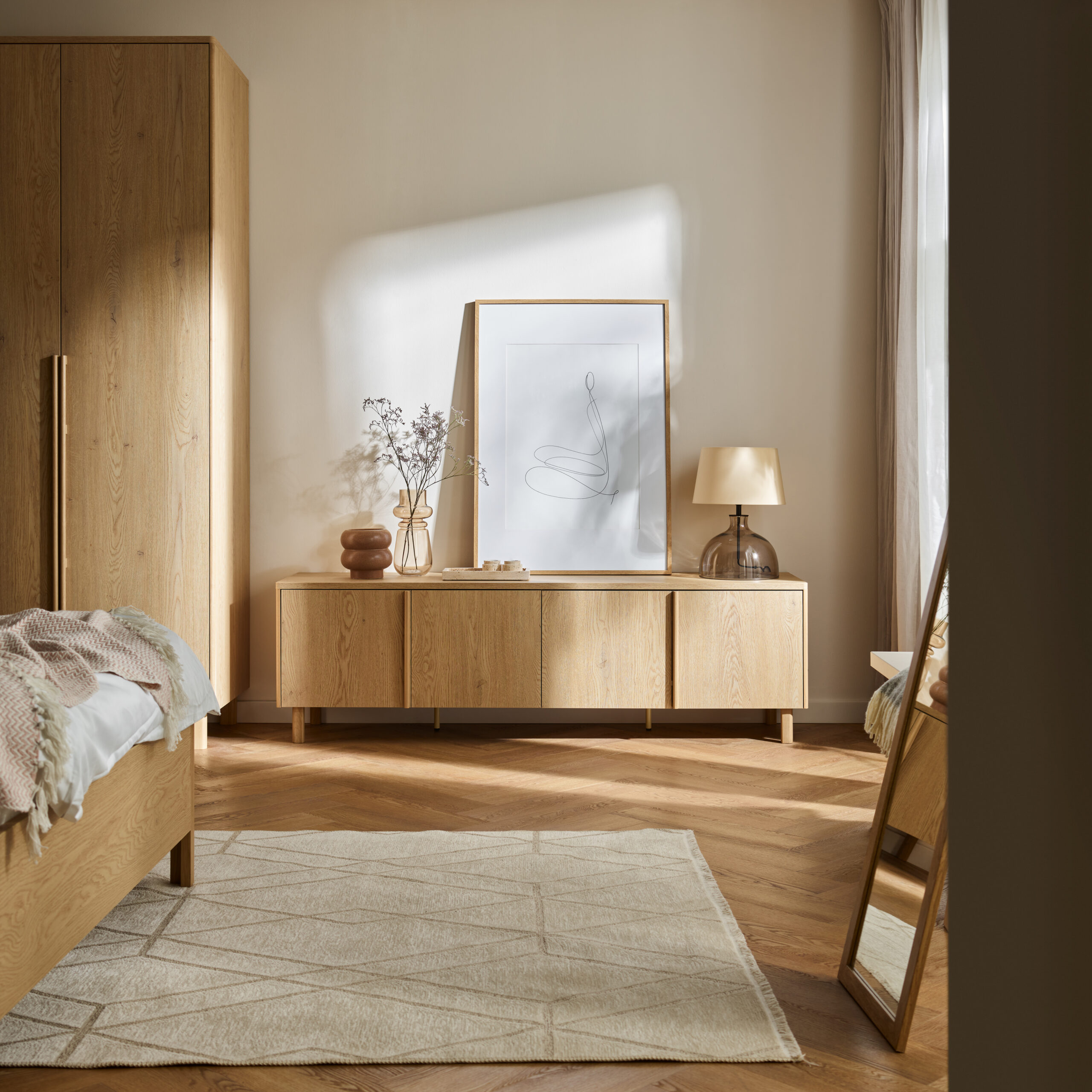 Buffet 2 portes 2 tiroirs 183 cm chêne - JADE