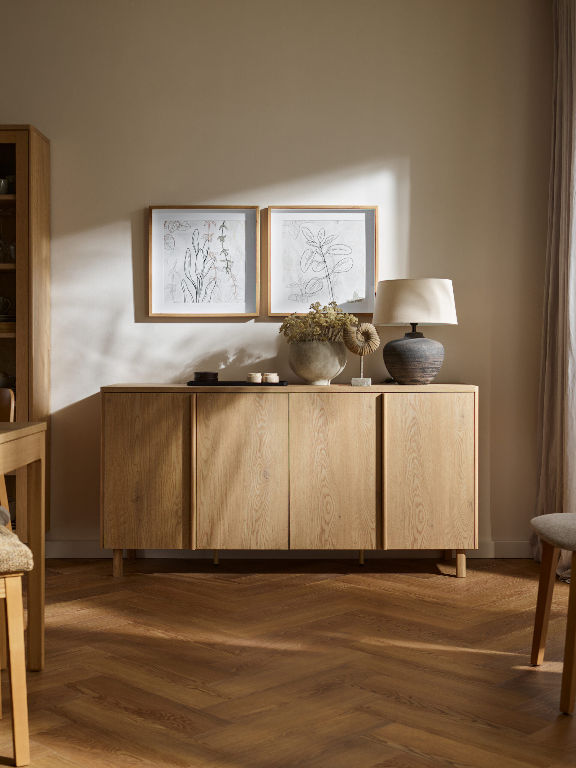 Buffet 2 portes 3 tiroirs 163 cm chêne - JADE design tendance